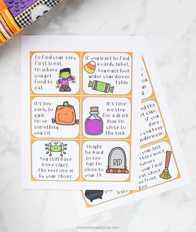 Halloween printable scavenger hunt cards