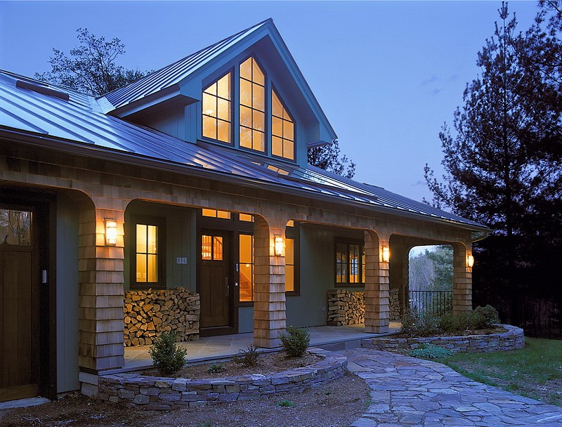 night photography of a vermont house