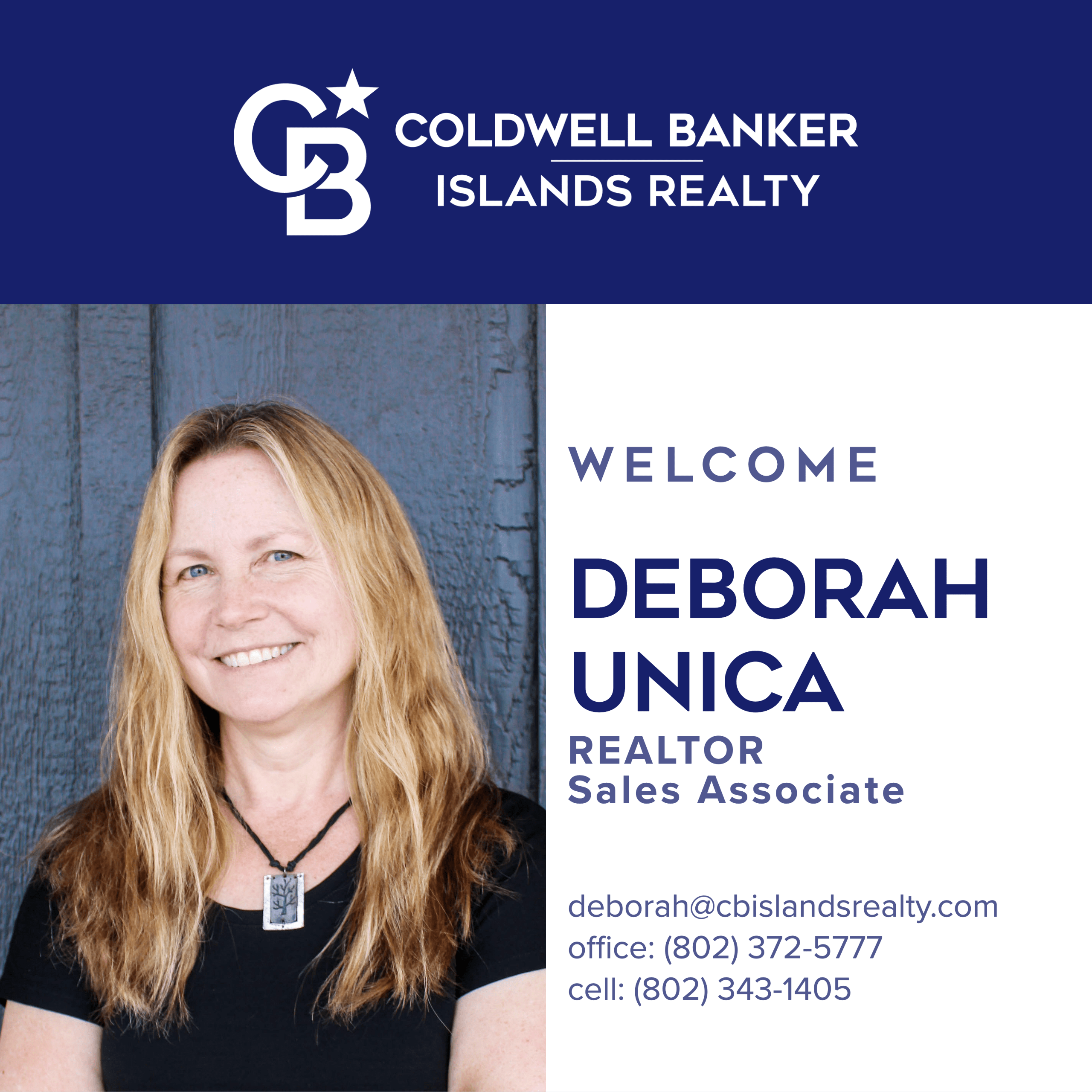 Vermont Realtor Deborah Unica New Agent Welcome Graphic