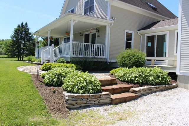 front porch with stone steps