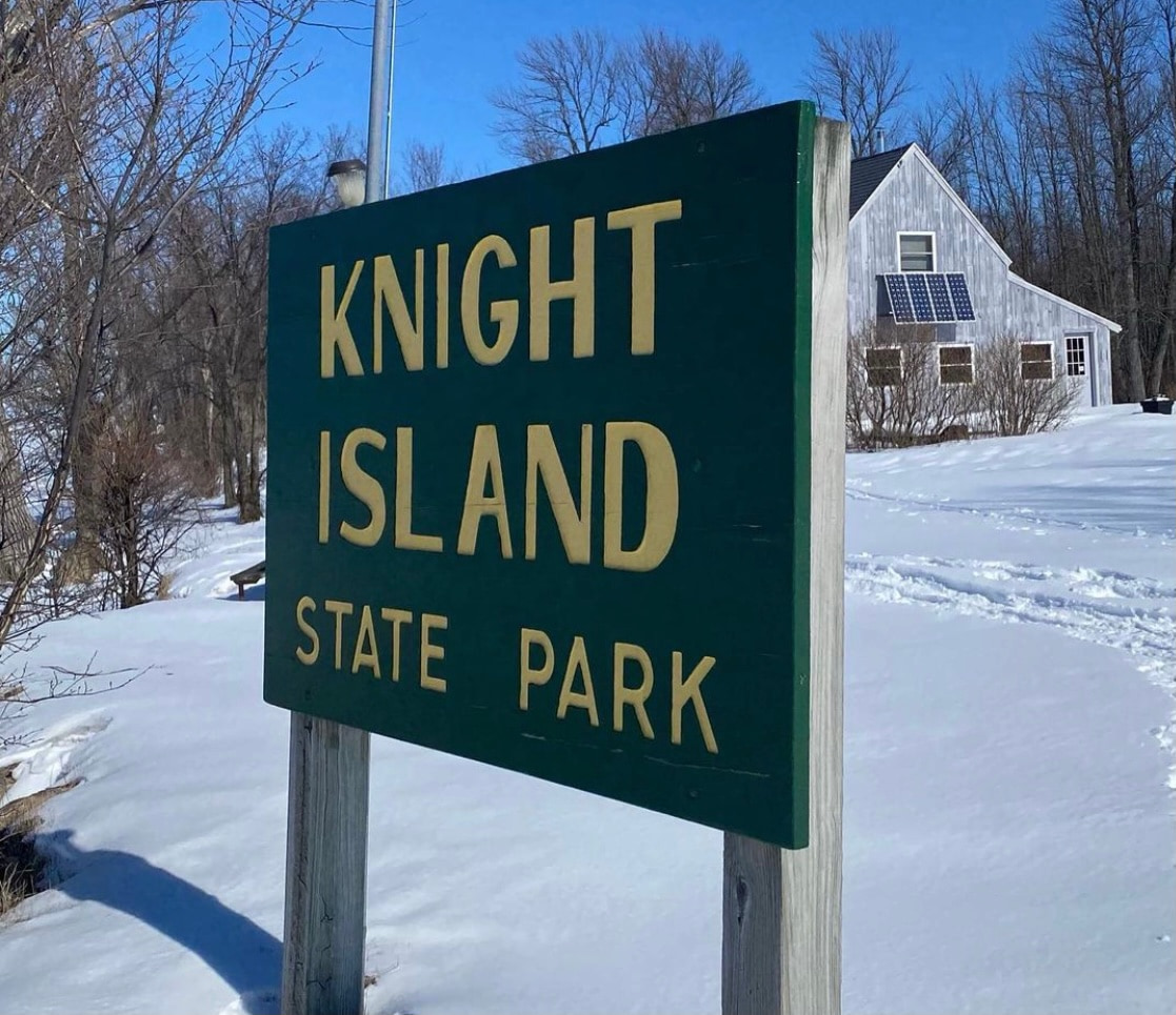  Vermont state park Knight Island sign