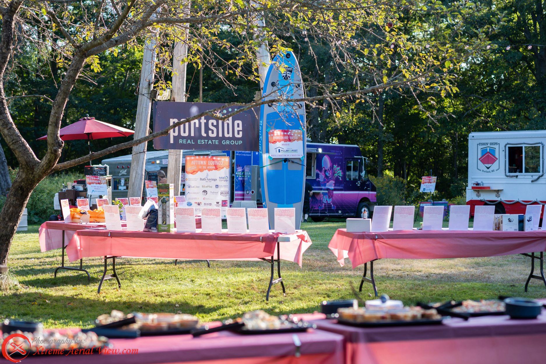 Autumn equinox silent auction tables, event setup