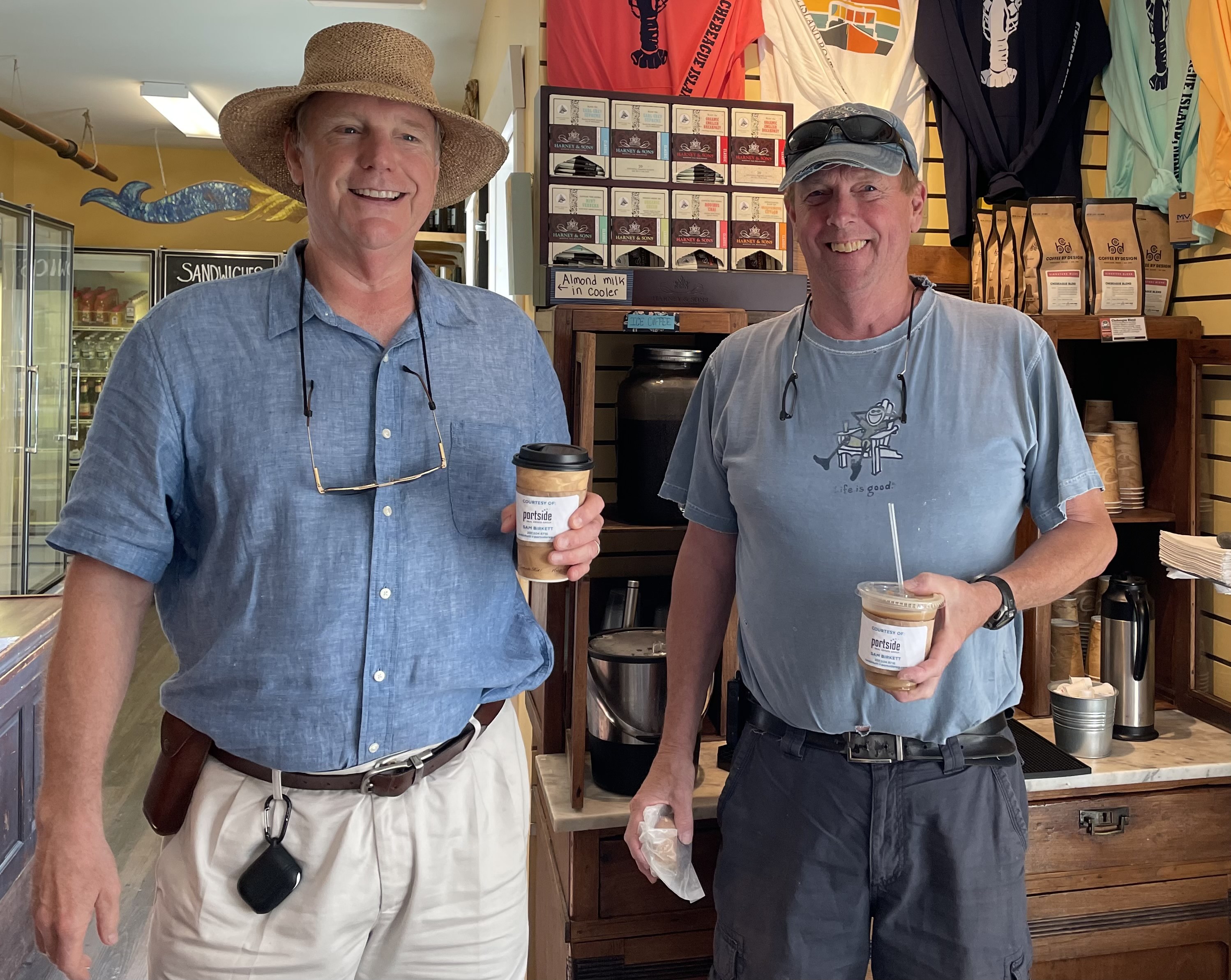 Two men enjoying coffee