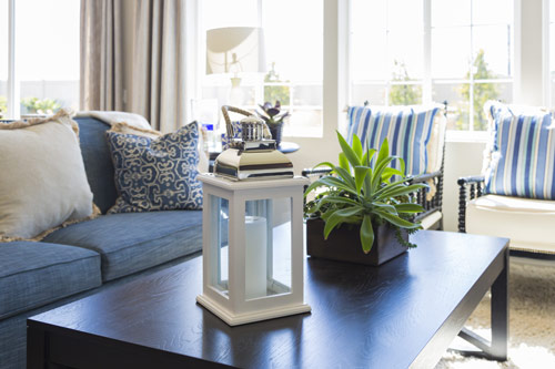 Table in living area of modern house