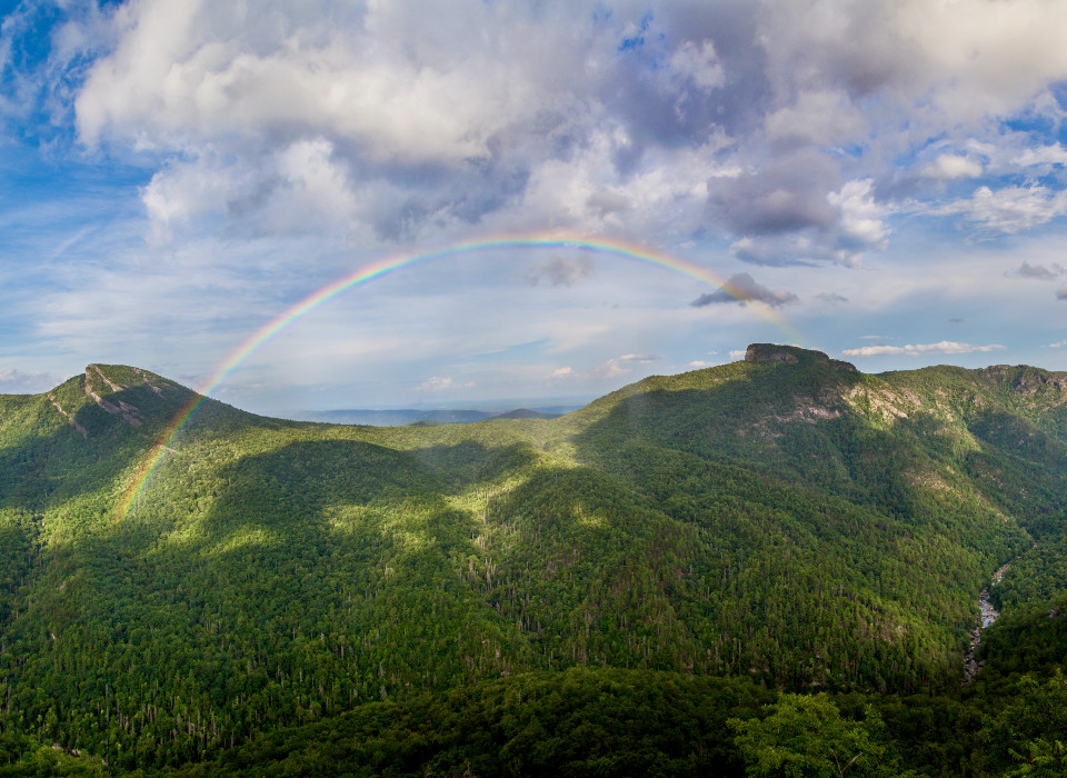 mountain view and rainbow