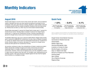 August 2016 Greater Boston Real Estate Market Trends