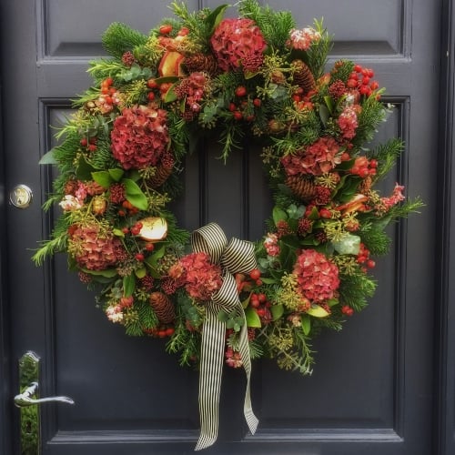 Holiday Wreath on Front Door