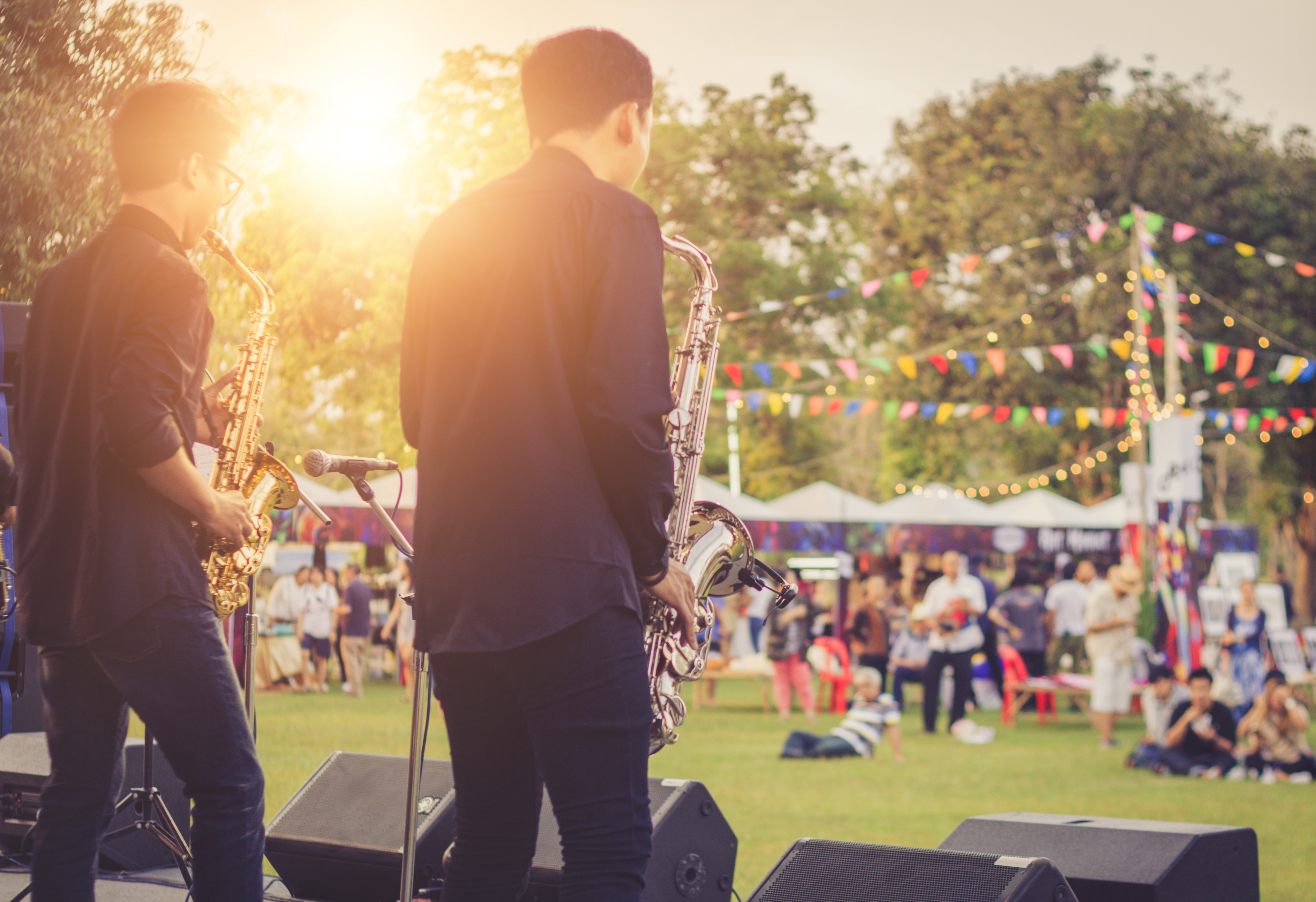 People Enjoying a Summer Concert in the Park