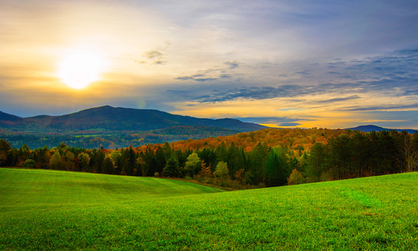 Open green field in Vermont