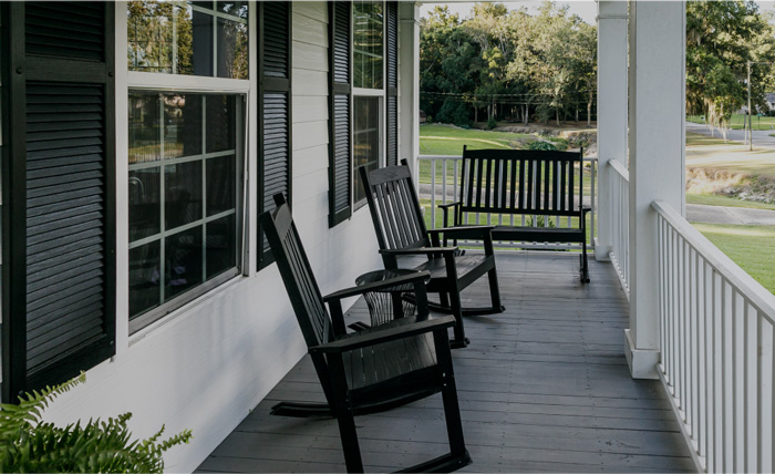 Porch on white single family home