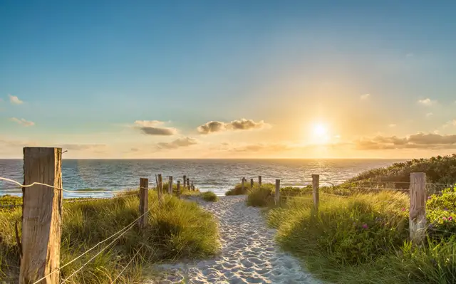 Fence along sandy beach