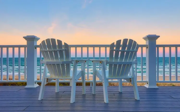 Front porch of oceanfront home