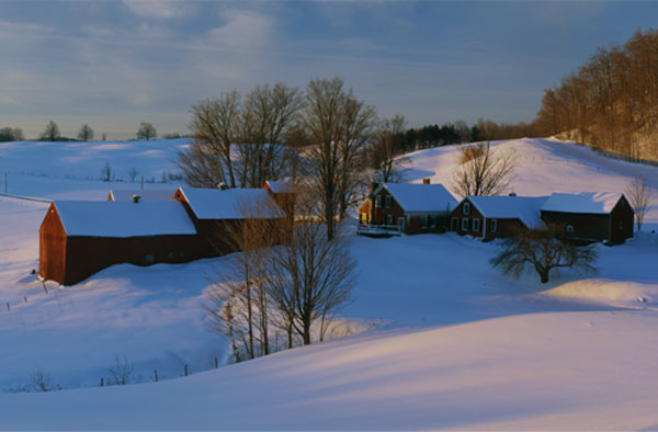 snow on vermont farm