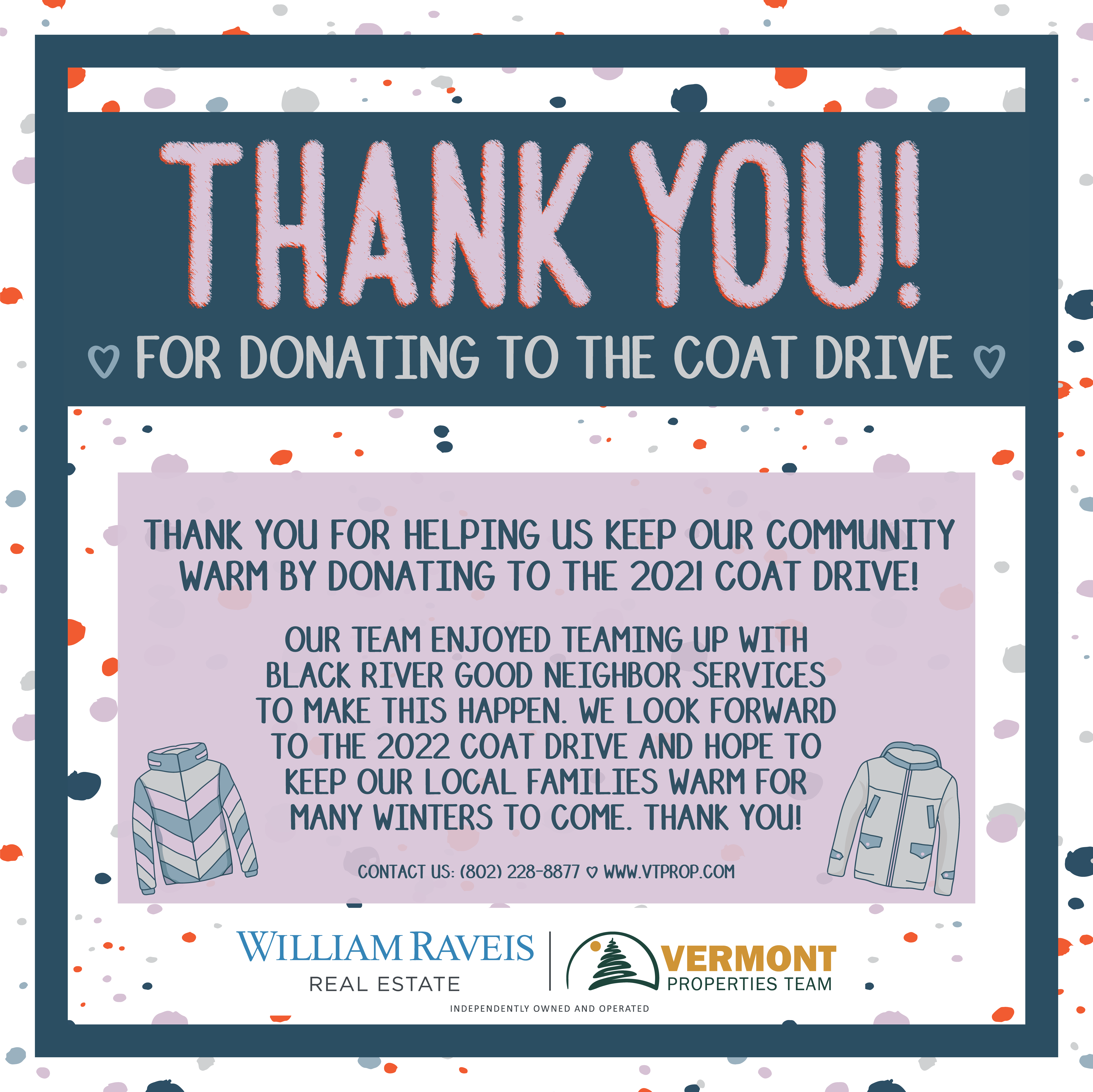 Thank You For Donating To The Coat Drive Poster