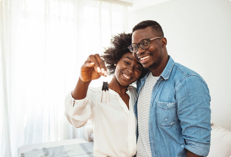 Happy couple got house's keys