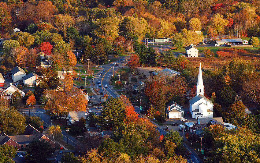 Fall and town view