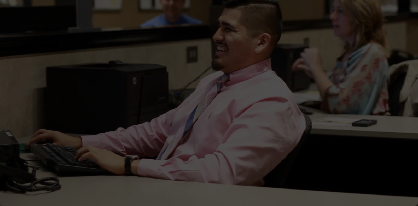 Customer service representitive smiling