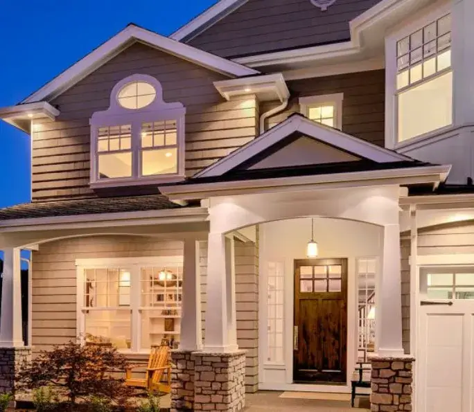 exterior residential home at night