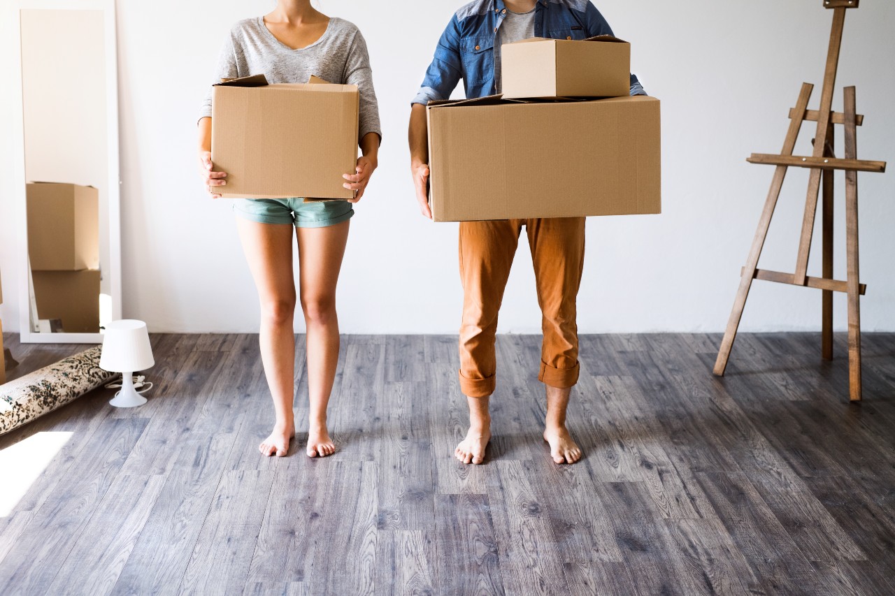 couple with boxes