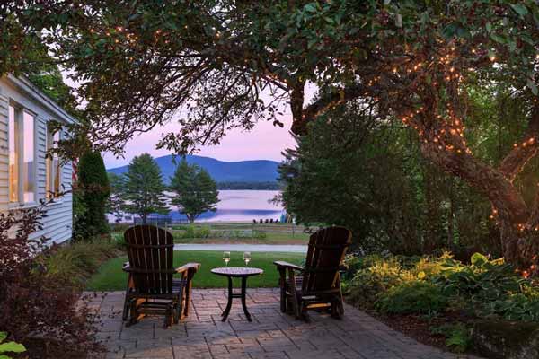 Backyard patio with chairs