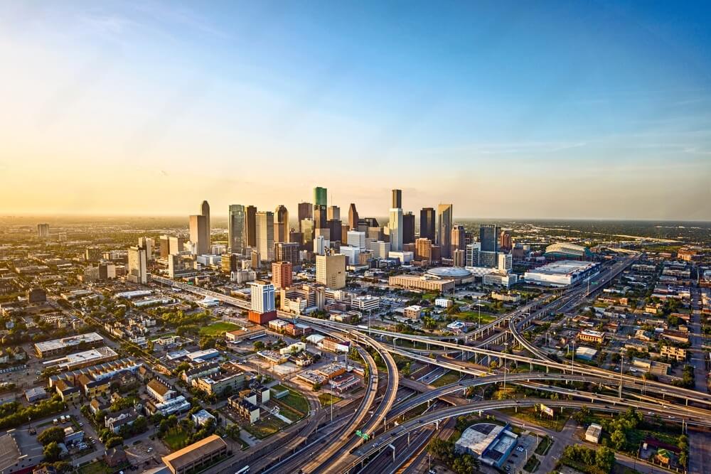 Aerial View of Downtown Houston and Inner Loop