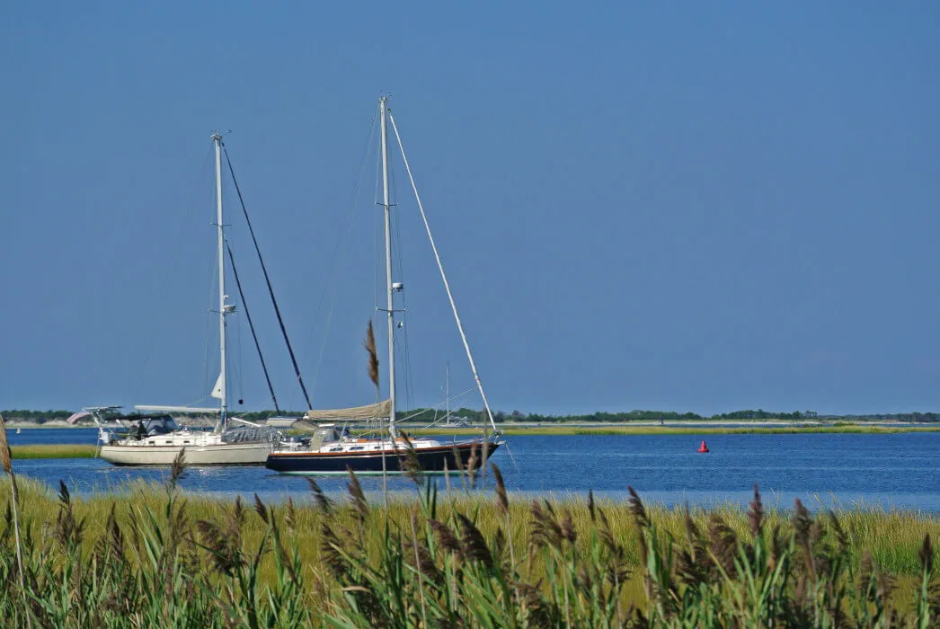 Two sailboats in a harbor of North Long Beach Island