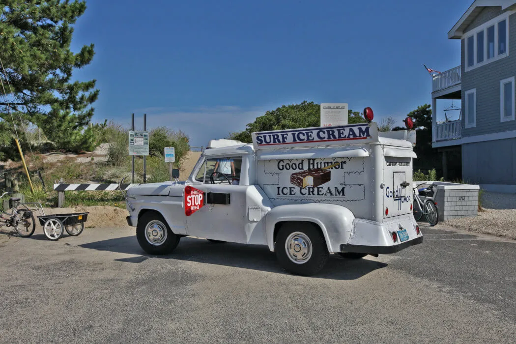 Ice cream truck in a town within Central Long Beach Island