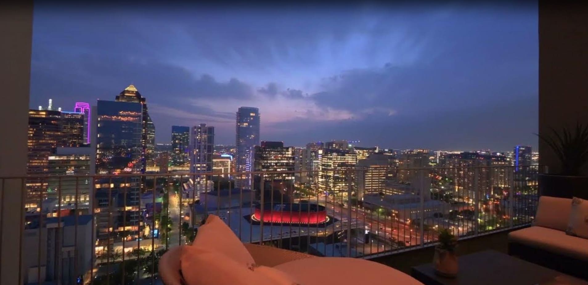 View from the balcony  to the night town