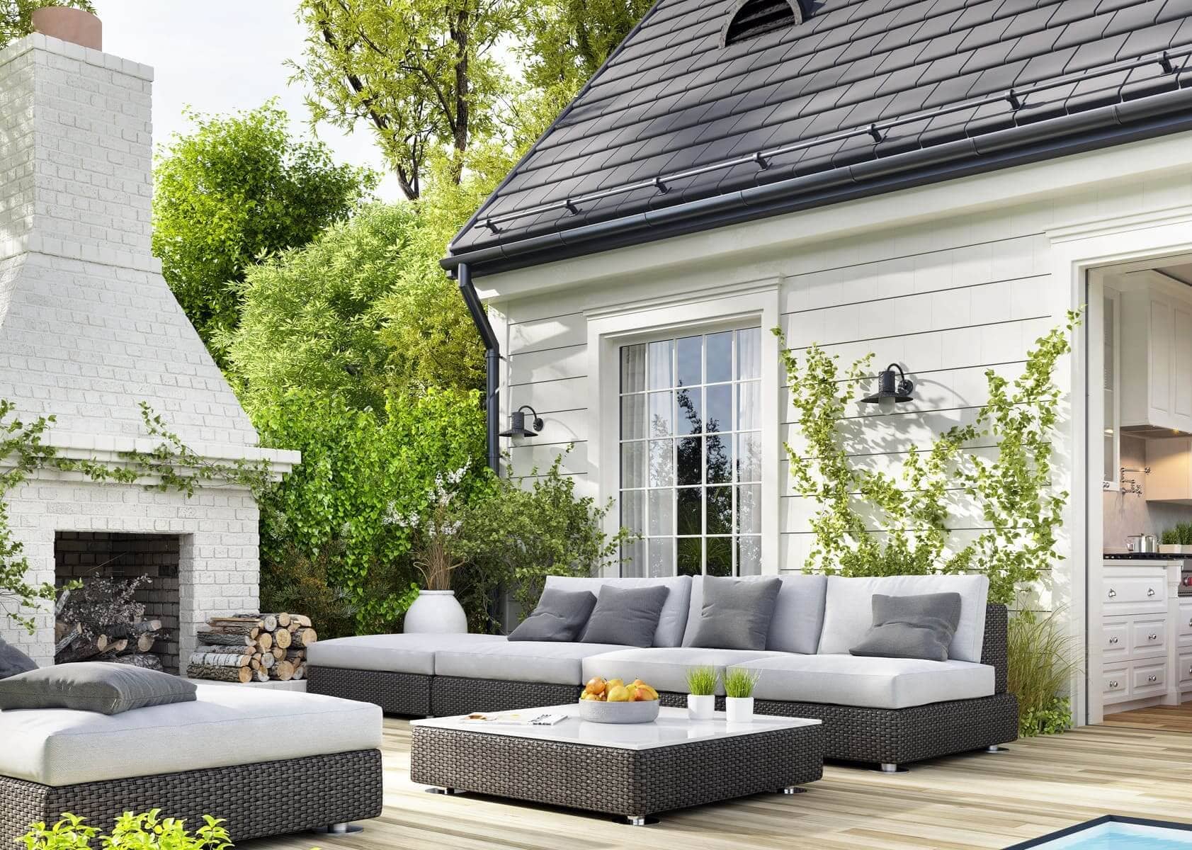 Luxury House with fireplace on the garden