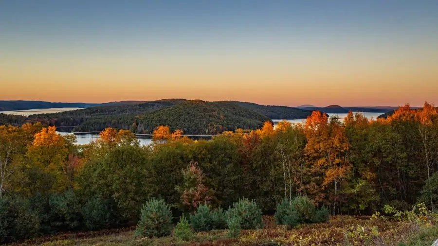 A view of the Quabbin Reservoir from the Enfield Lookout in Massachusetts