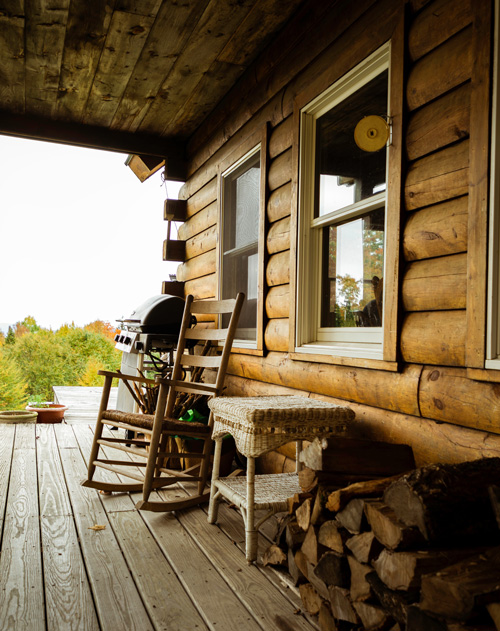 Log cabin porch