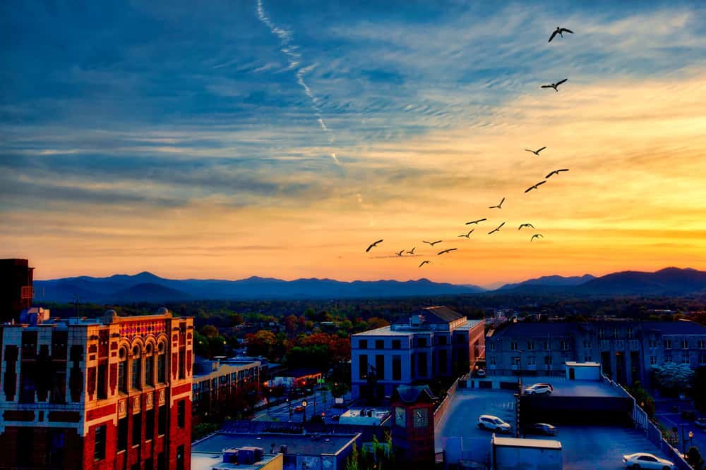 Central Asheville at Sunset