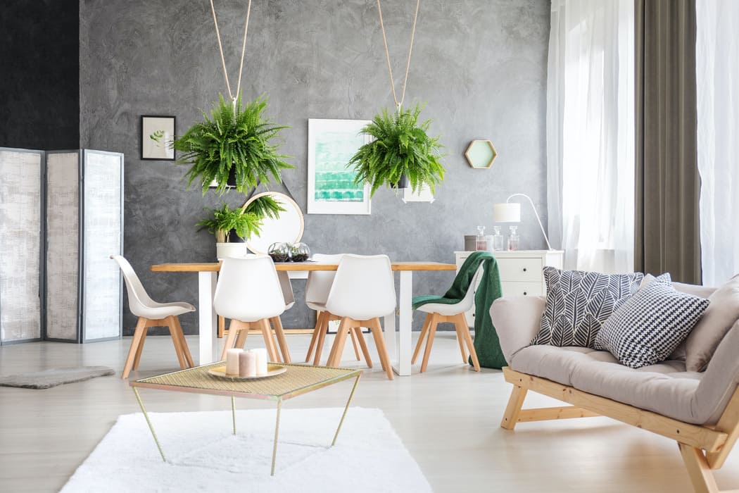 Kitchen table and living room