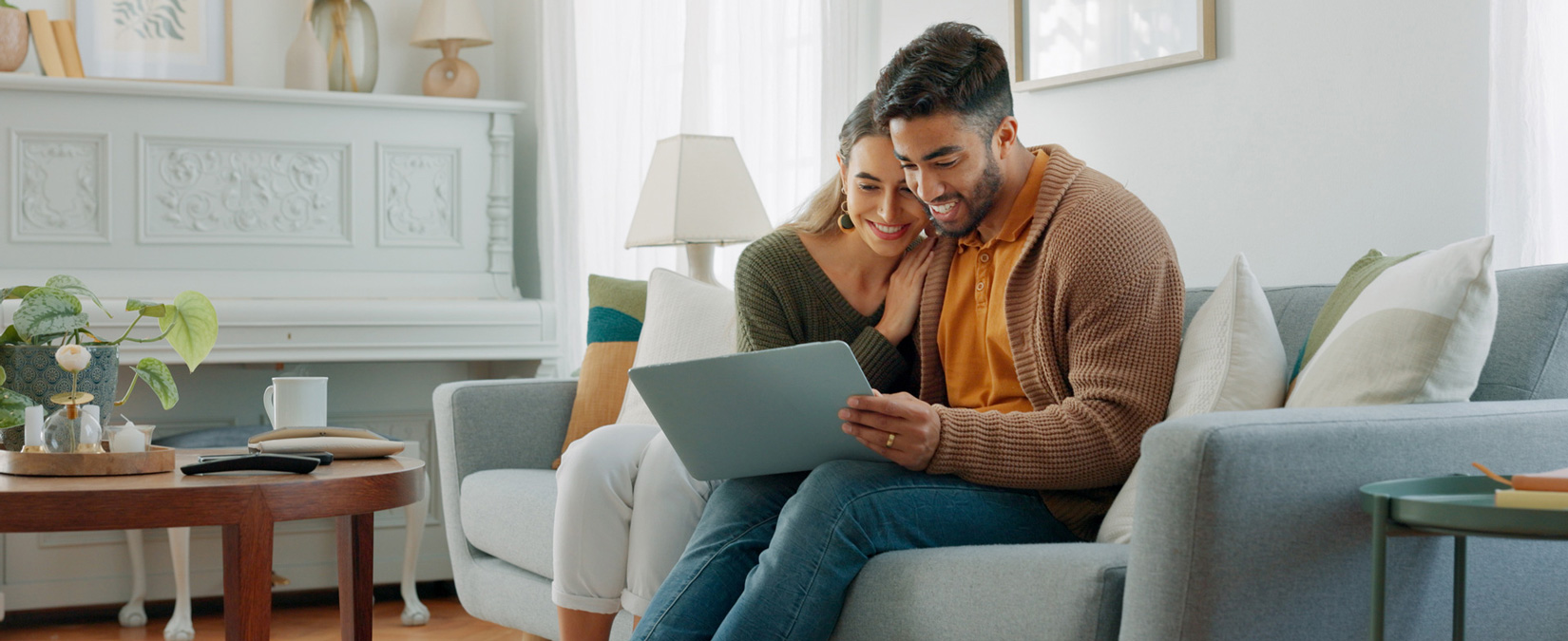 Couple sitting on couch