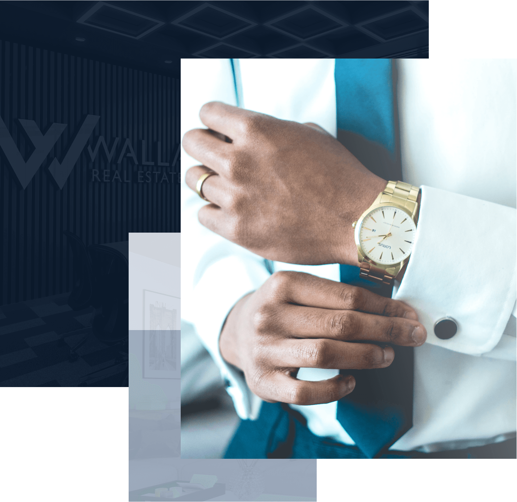 Businessman adjusting watch