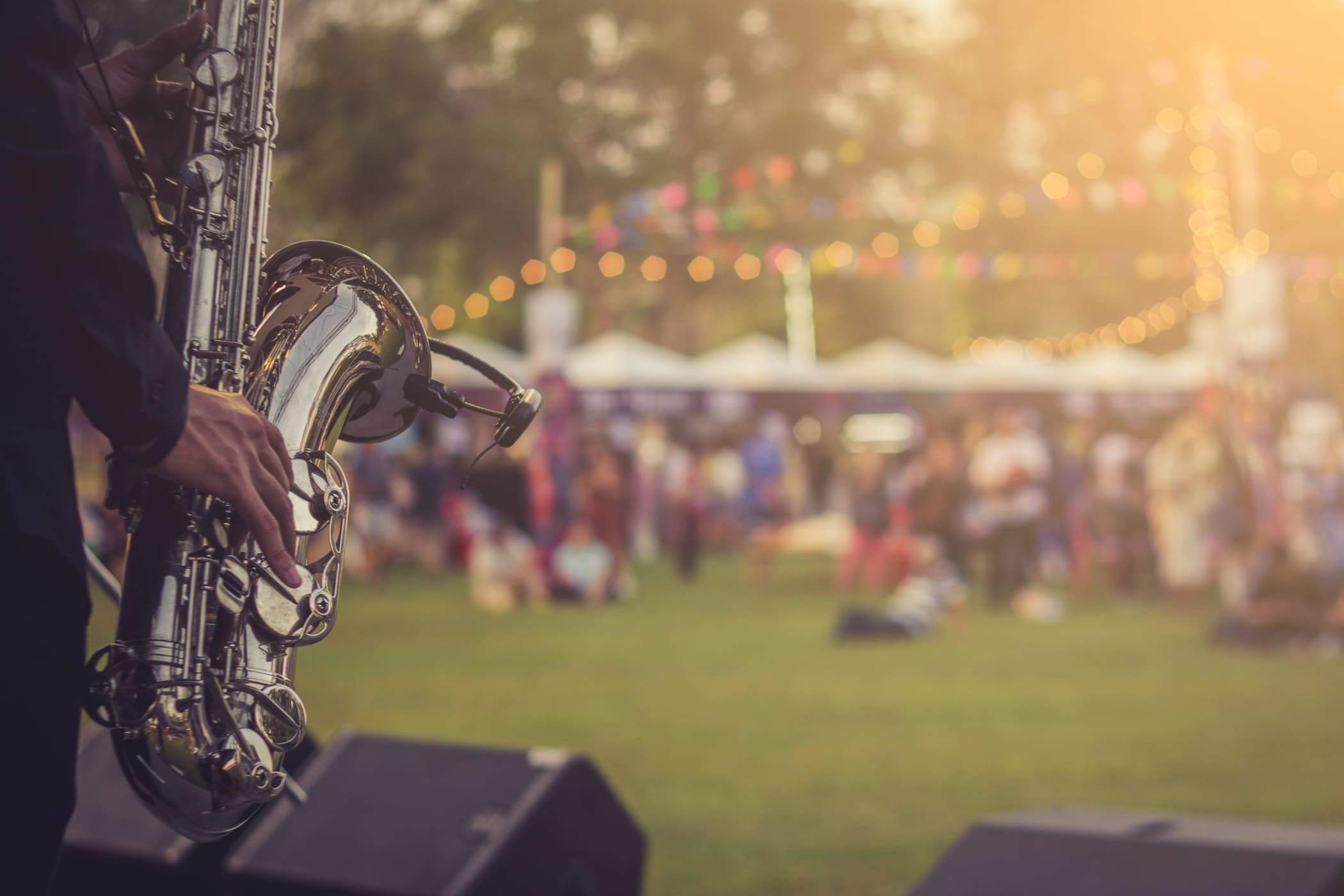 jazz musician playing outdoor concert