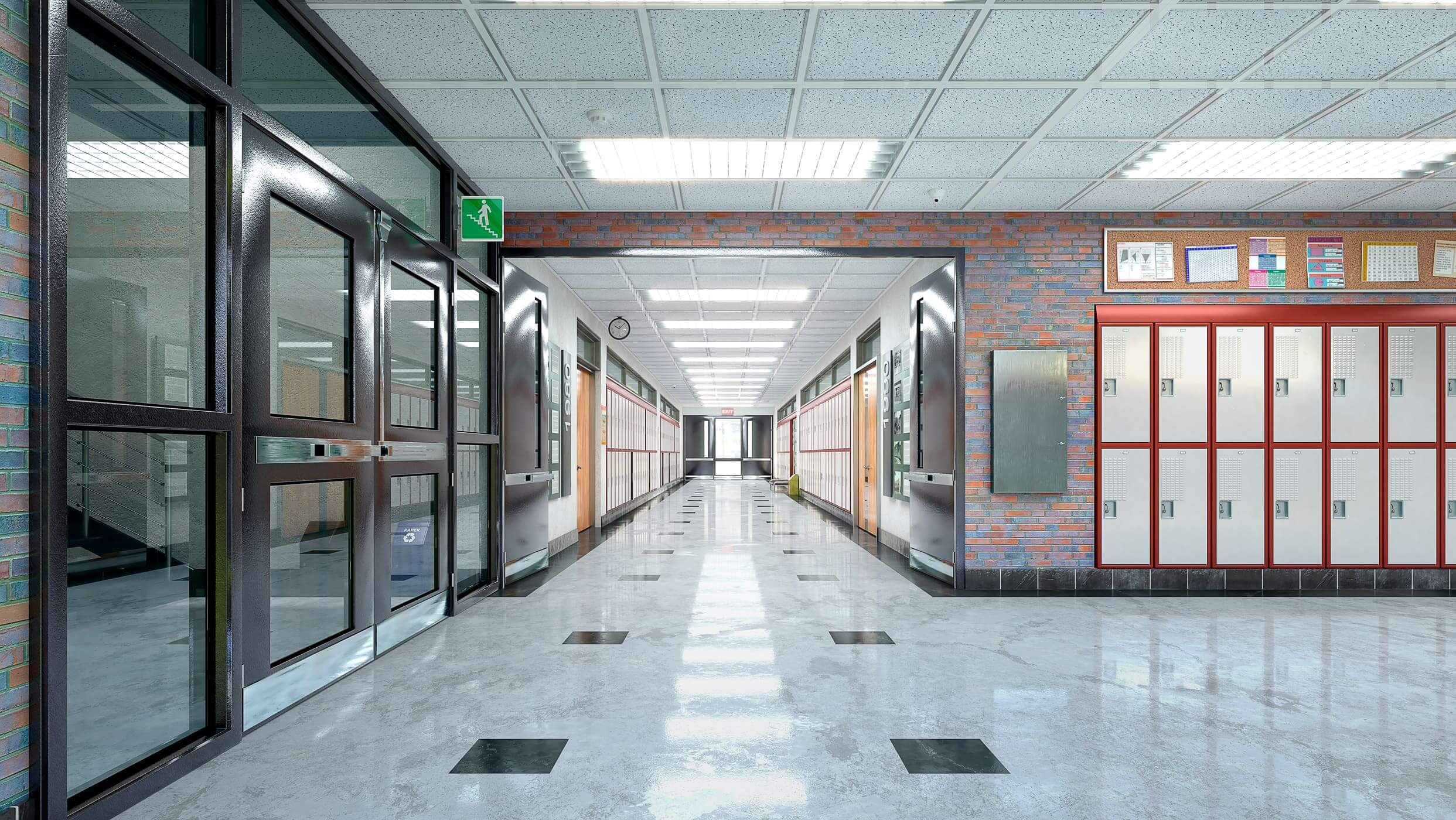 School hall and corridor