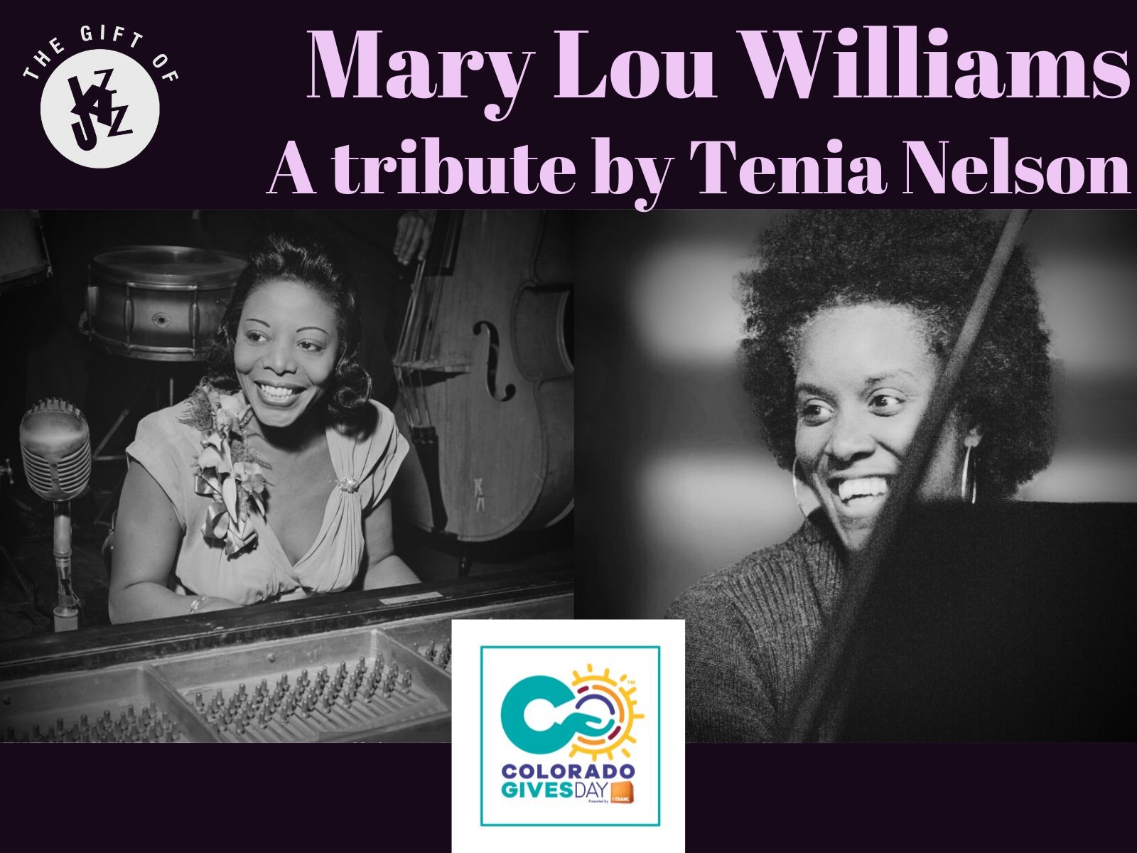 A Tribute to Mary Lou Williams with Tenia Nelson: Annual Fundraiser Logo