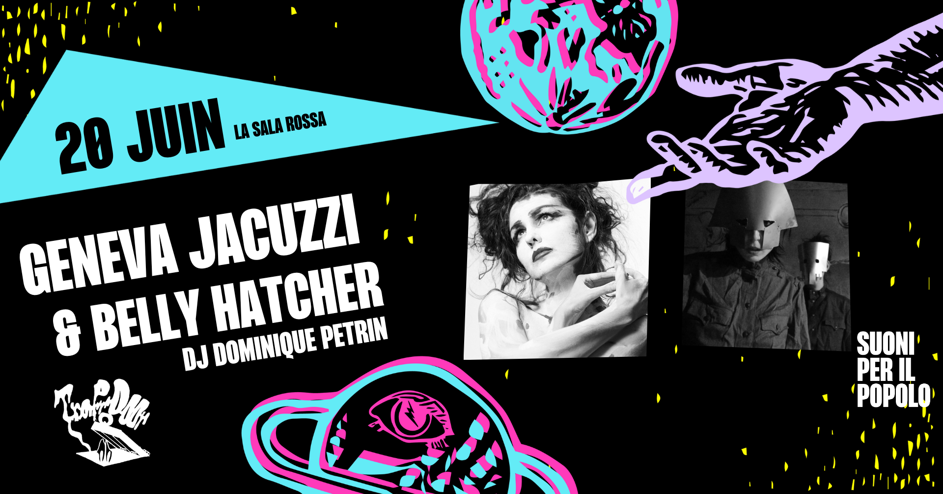 Suoni Per Il Popolo + Trap Door présentent: Geneva Jacuzzi + Belly Hatcher +  DJ Dominique Petrin Logo