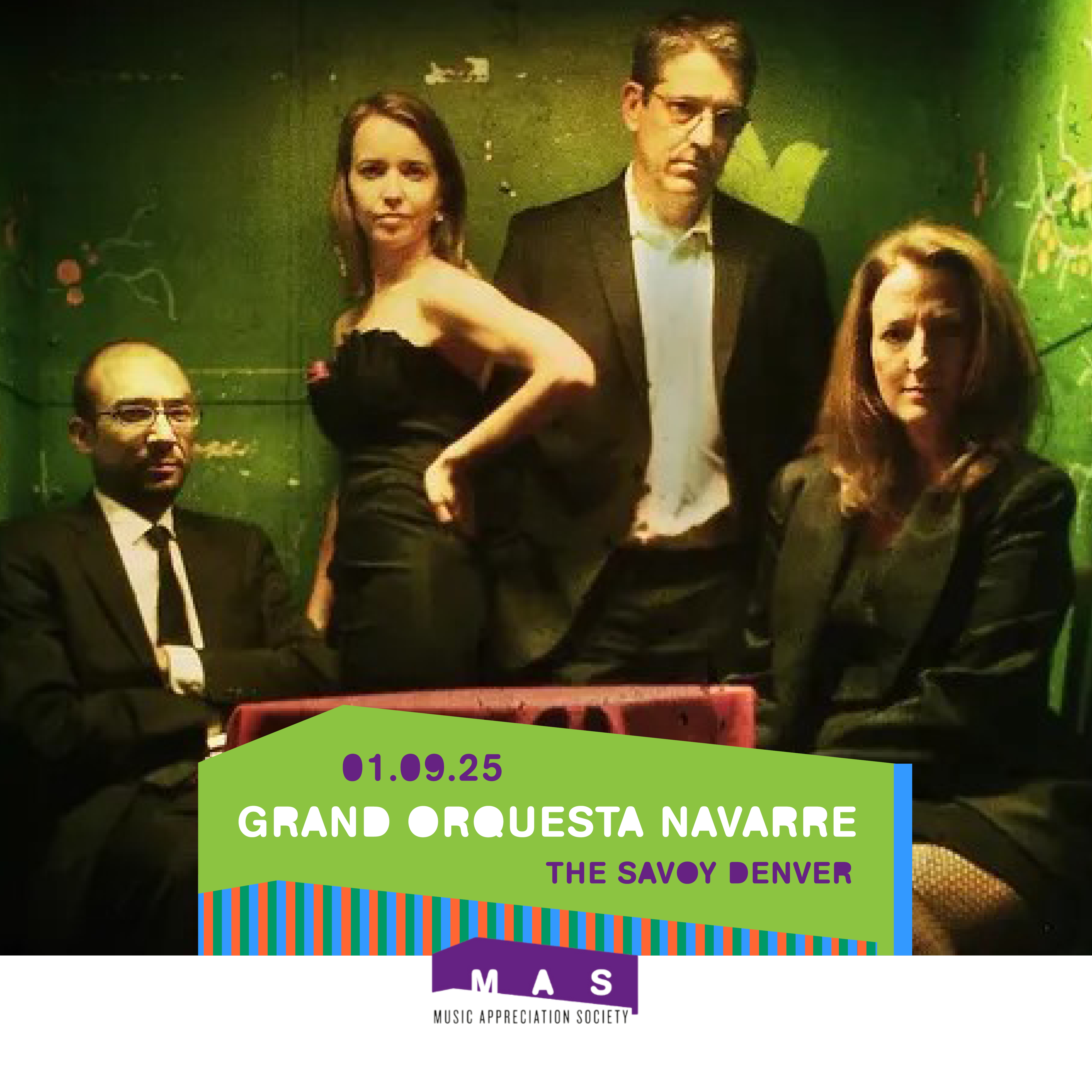 MAS Presents: Grande Orquesta Navarre w. Nadya Hill Logo