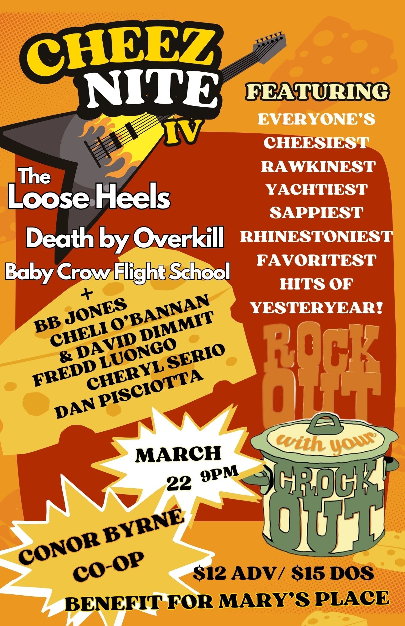 Cheese Nite IV: The Loose Heels, Death by Overkill, Baby Crow Flight School & more! Logo