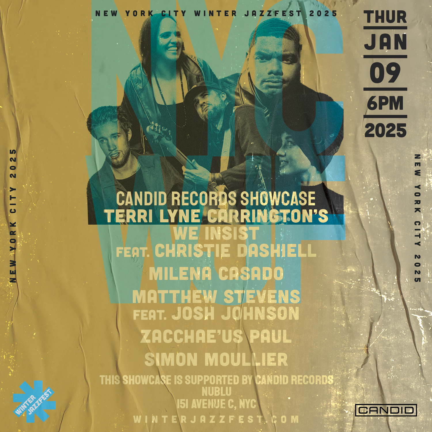 Candid Records Showcase with Terri Lyne Carrington’s We Insist 2025 ft. Christie Dashiell, Simon Moullier, Milena Casado, Zacchae’us Paul, Matthew Stevens Logo