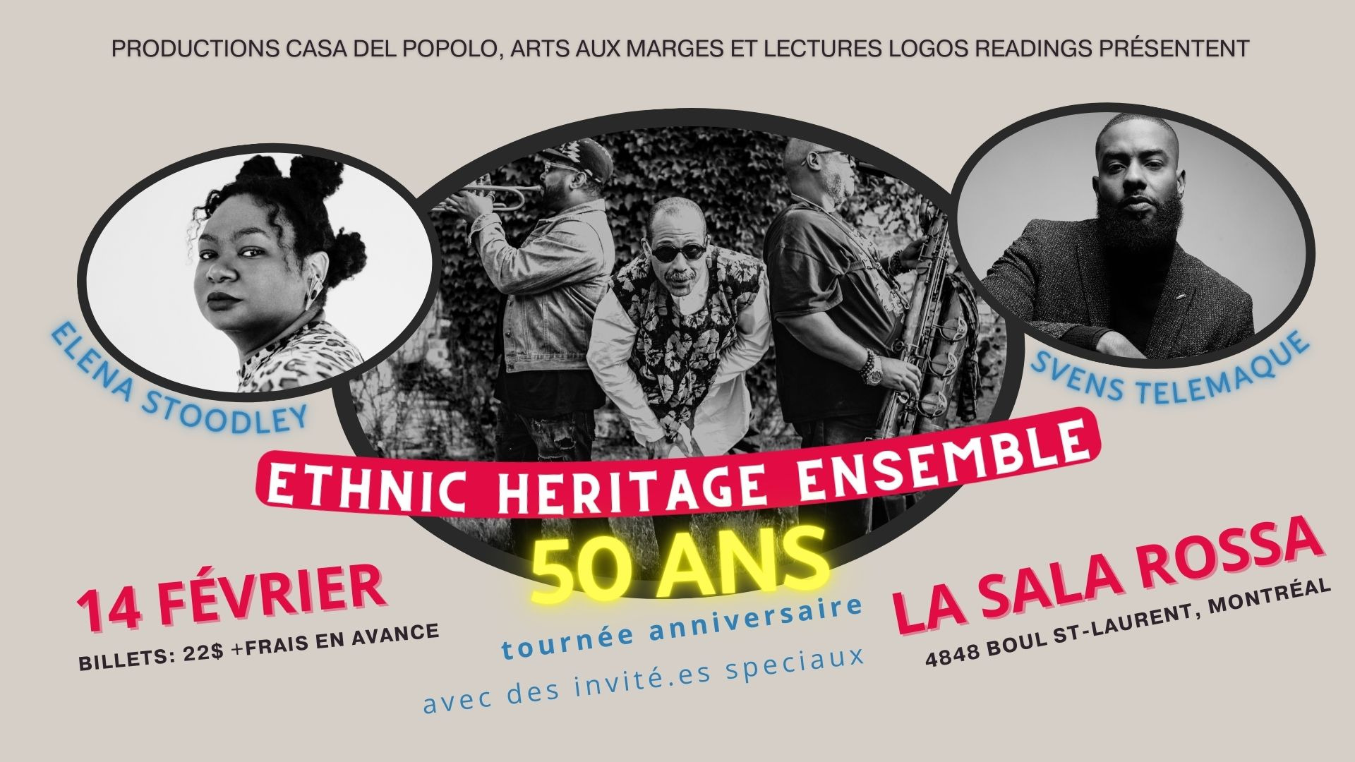Ethnic Heritage Ensemble + Elena Stoodley + Svens Telemaque Logo