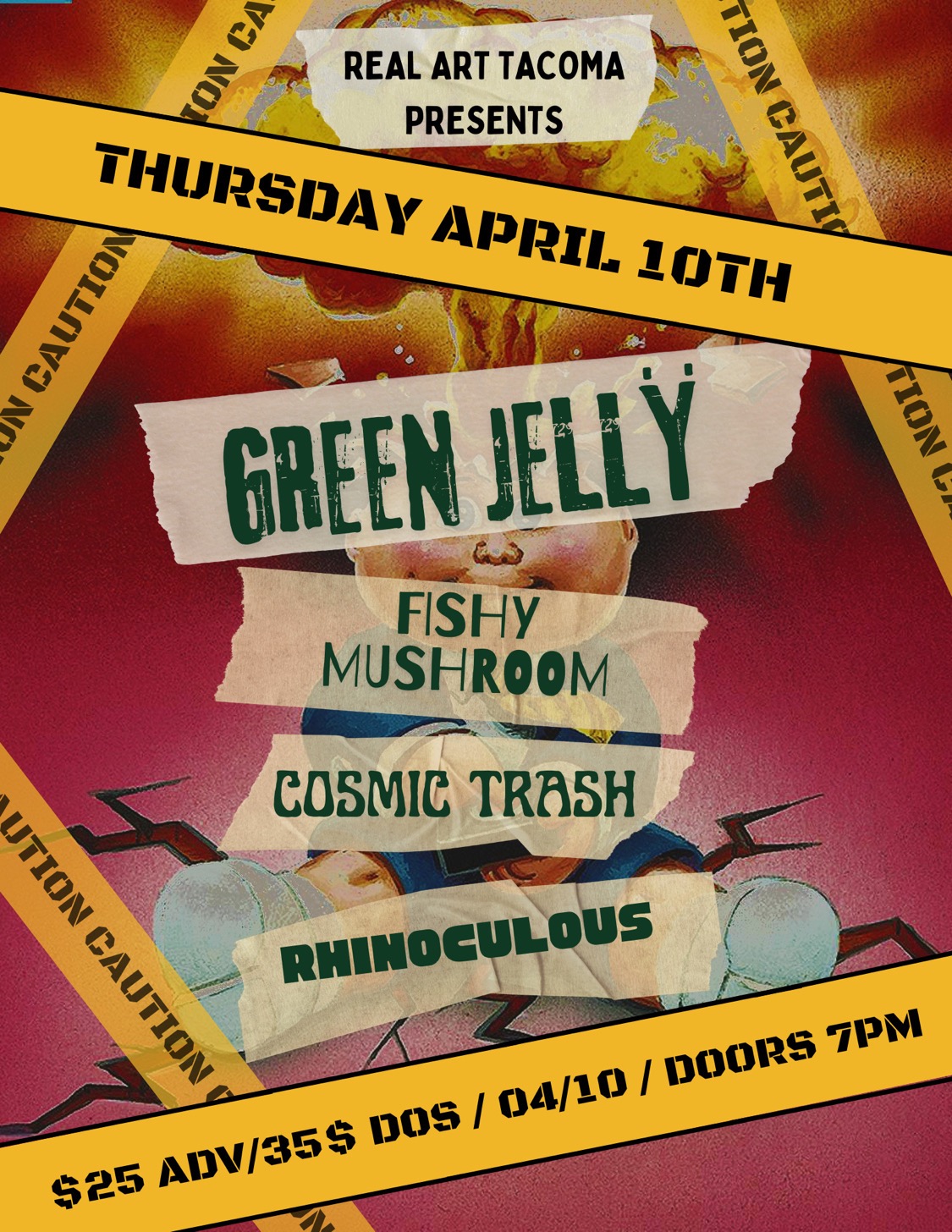 Real Art Tacoma Presents: Green Jellÿ, Fishy Mushroom, Cosmic Trash, Rhinoculous Logo