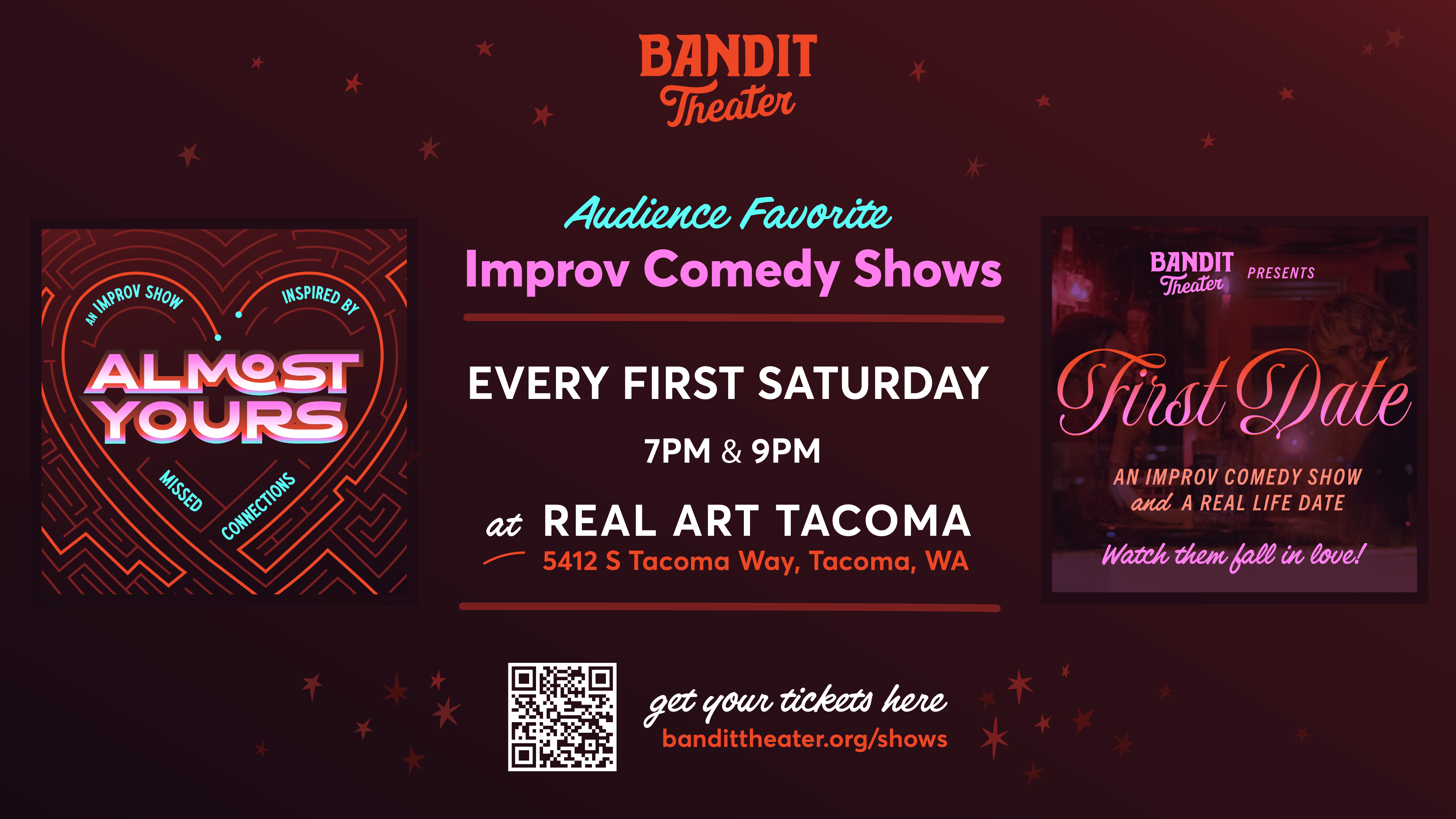 Bandit Theater Presents: First Date and Almost Yours At Real Art Tacoma Logo