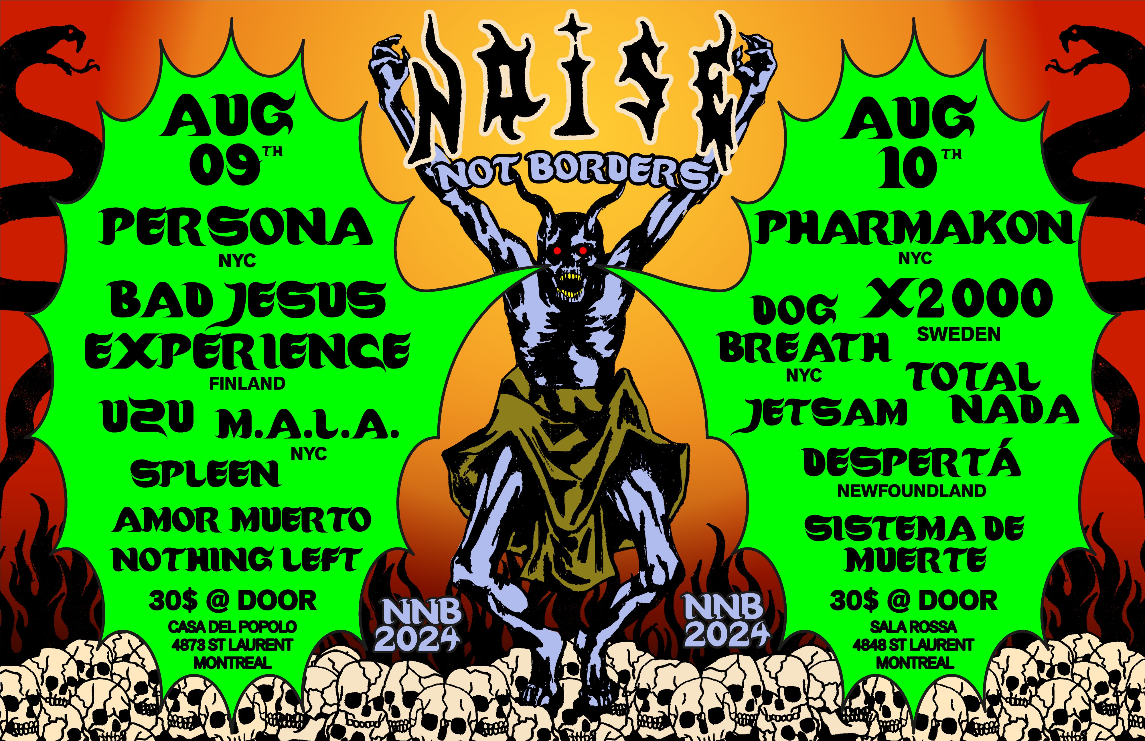 Noise Not Borders Fest Day 1:  Persona + Street Gloves + Nothing Left + UZU + Spleen + Bad Jesus Experience + Amor Muerto Logo