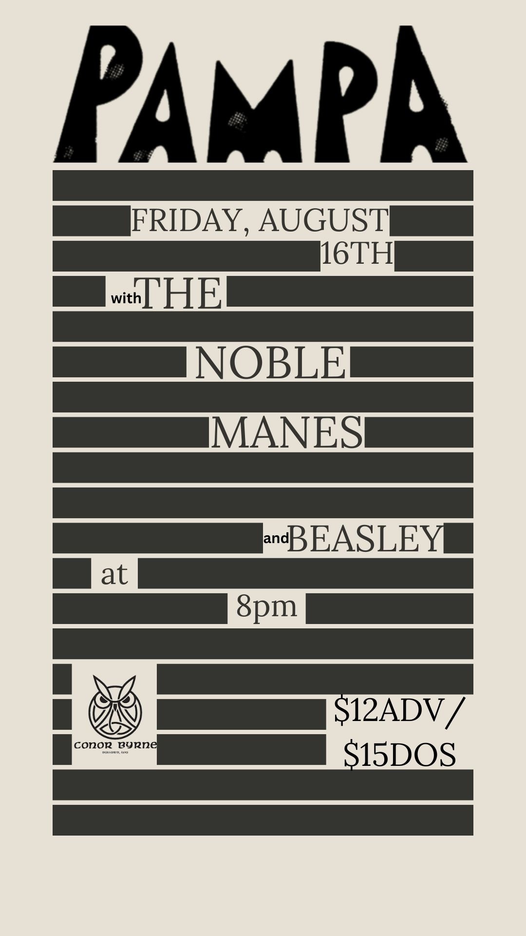 Pampa + The Noble Manes + Beasley Logo