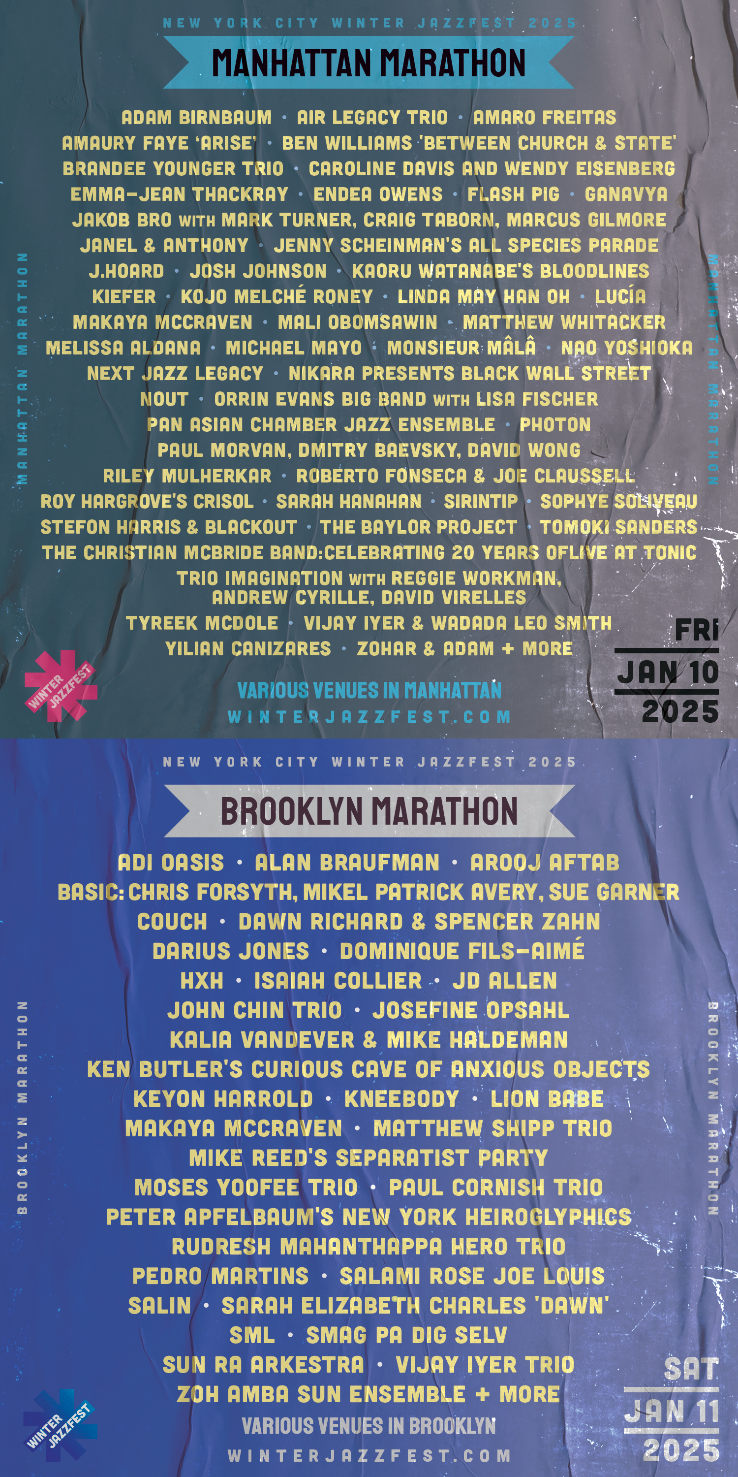 Manhattan / Brooklyn Marathon: 2025 NYC Winter Jazzfest Logo