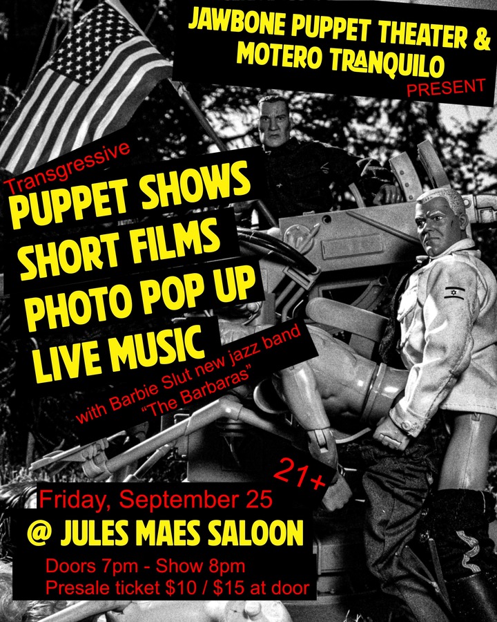 Transgressive Puppet Shows, Short Films, Photo Pop Up and Live Music at Jules Maes Saloon