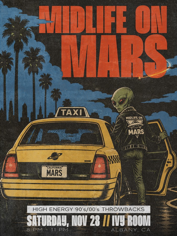Official event artwork for MIDLIFE ON MARS + SECONDHAND